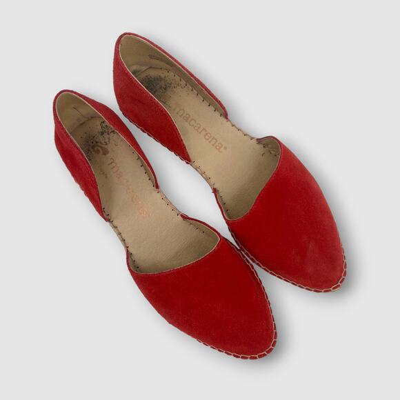 Macarena Spain Red Suede Espadrille Flats Women’s Size 39 / 9 - Picture 7 of 7